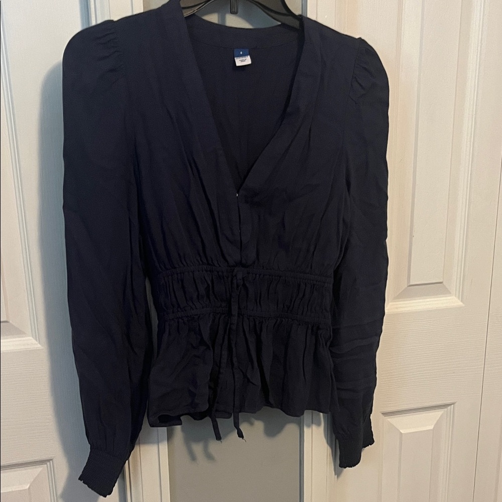 Old Navy Black Blouse with Cinched Waist